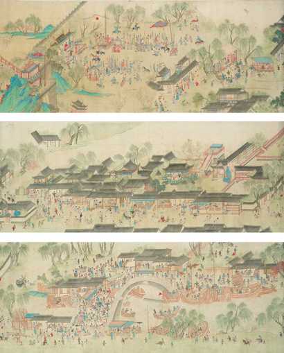 佚名  约朝鲜18/19世纪 河边城市图 手卷